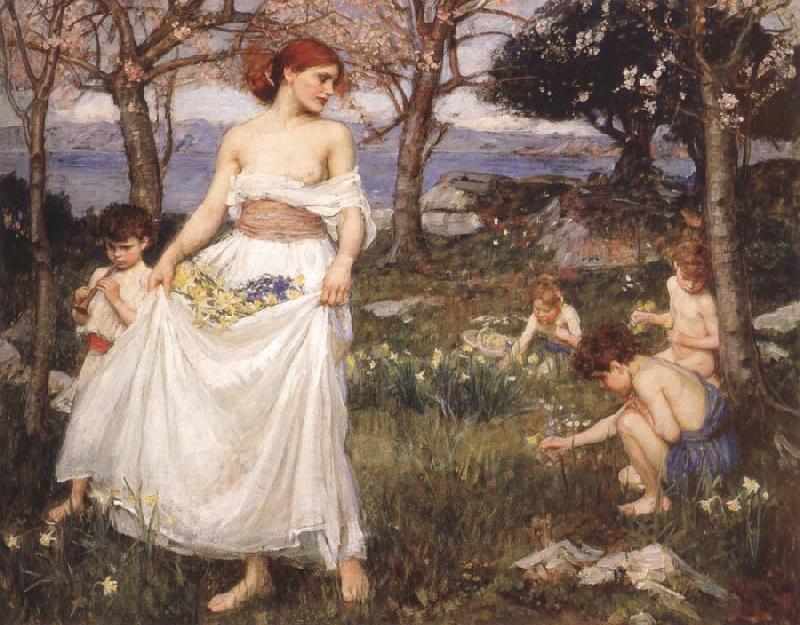 John William Waterhouse A Song  of Springtime oil painting picture